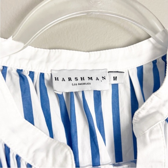 Harshman top RANA POPOVER SHIRT Blouse Top Indigo Blue Stripe Boho Oversized - Picture 4 of 5